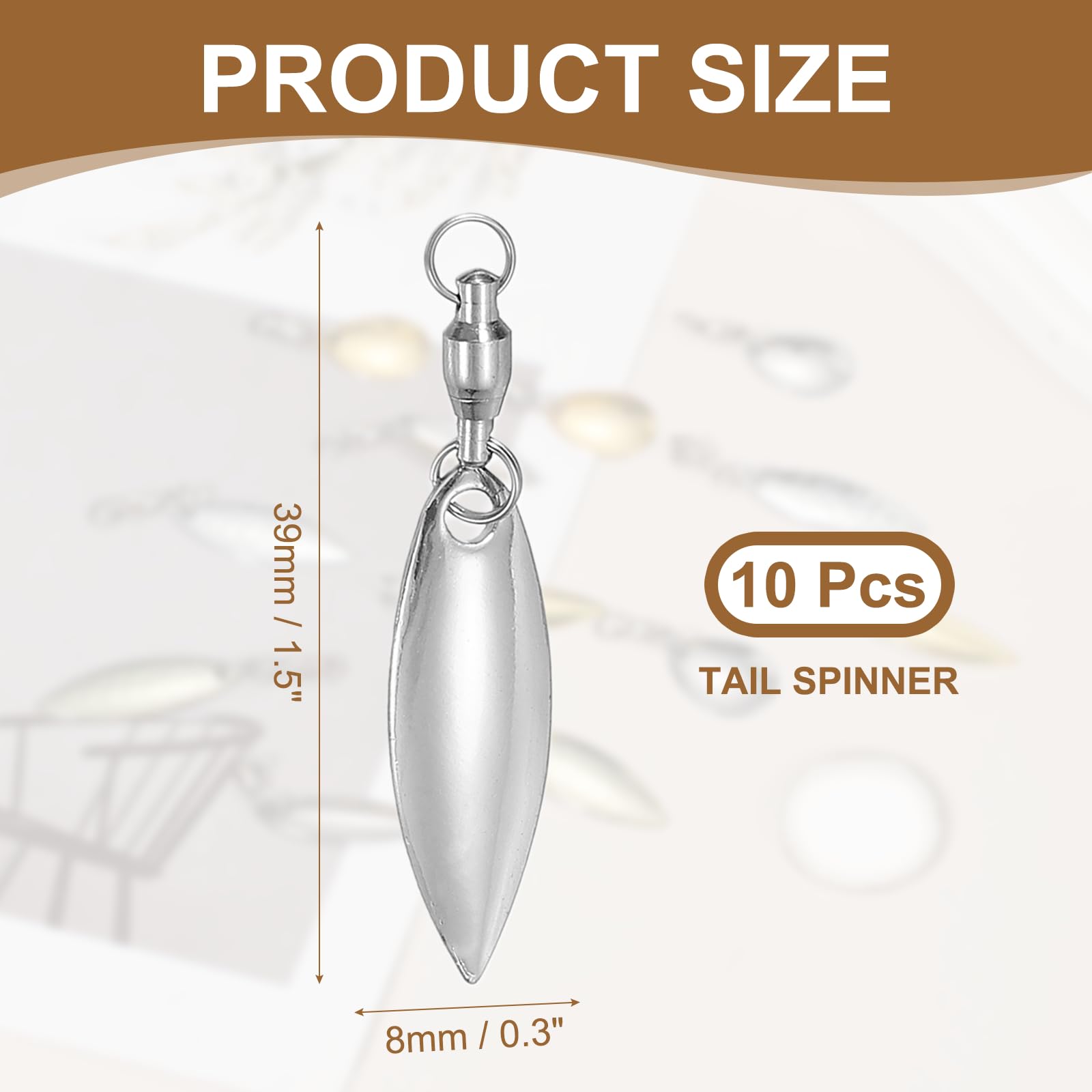 Palettes De Pêche Spinner à Roulement à Billes – 10 Pièces Argentées, 39x8 Mm, Pour Fabrication Leurres