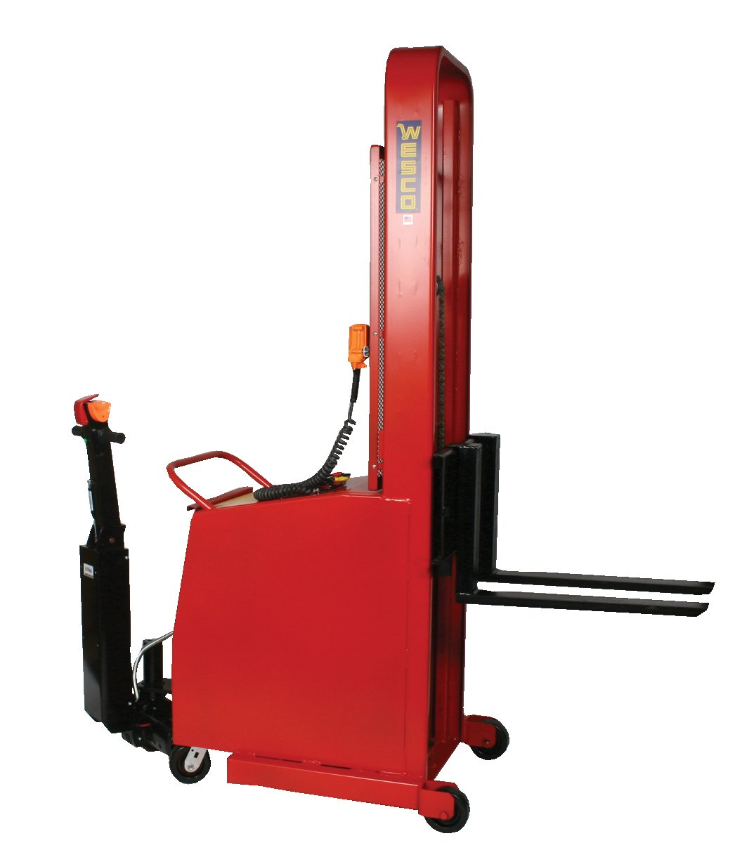 Wesco Industrial Products 261038 Counter-Balance Powered Stacker, 1000 Pound Load Capacity, 64" Lift Height, 25" Length x 3" Width