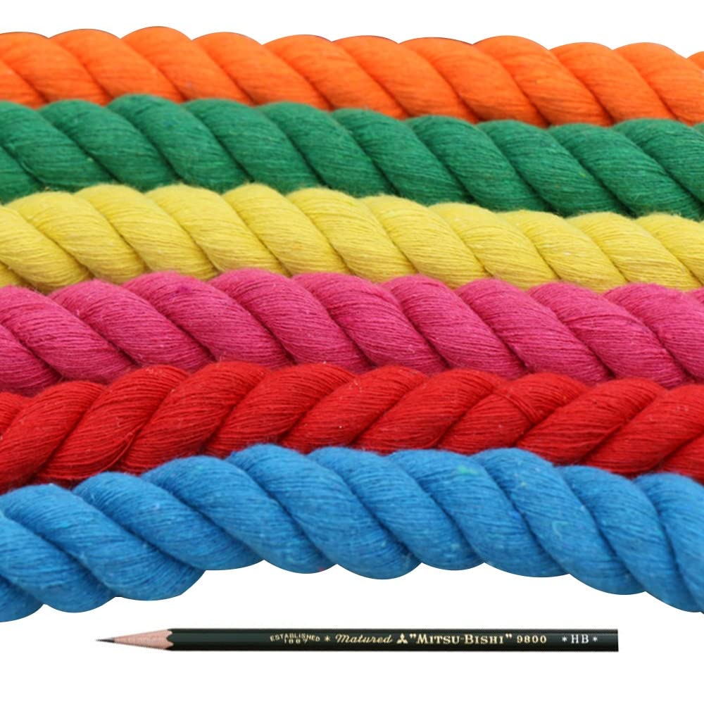 Perlenfaden-Bastelschnur, Baumwoll-Makramee-Seilschnur, Perlenschnur, 1 Meter 20 mm, 3 Anteile gedreht, 100 % bunte Baumwollschnüre, Seil for Tasche, Heimdekoration, DIY-Textilzubehör (Farbe: Rot) ( C