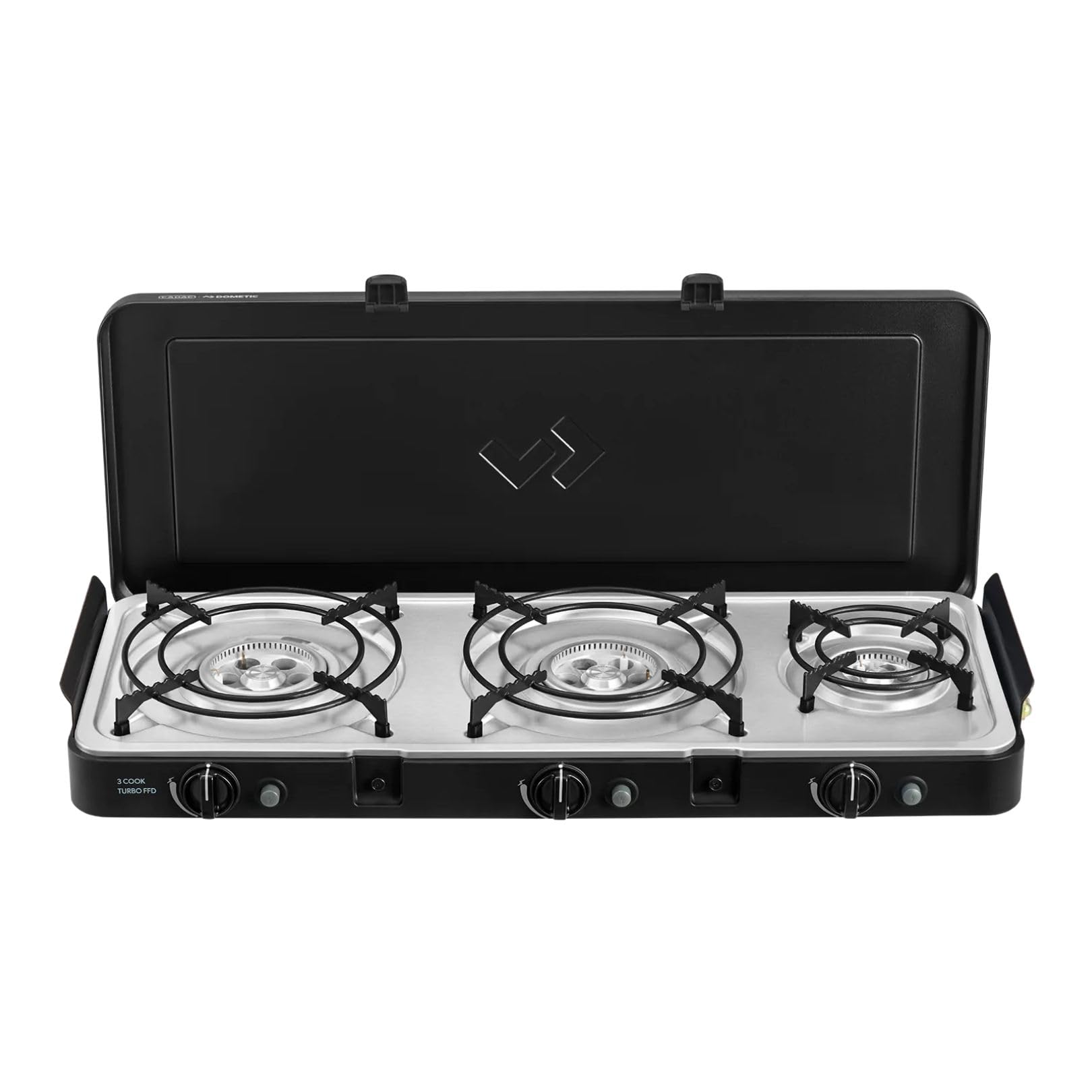 CADAC - 3 Cook Turbo FFD Deluxe - barbecue - Barbecues portables - Surface de cuisson en acier inoxydable - Incl. Housse de protection - Camping - Les incontournables du barbecue - Noir