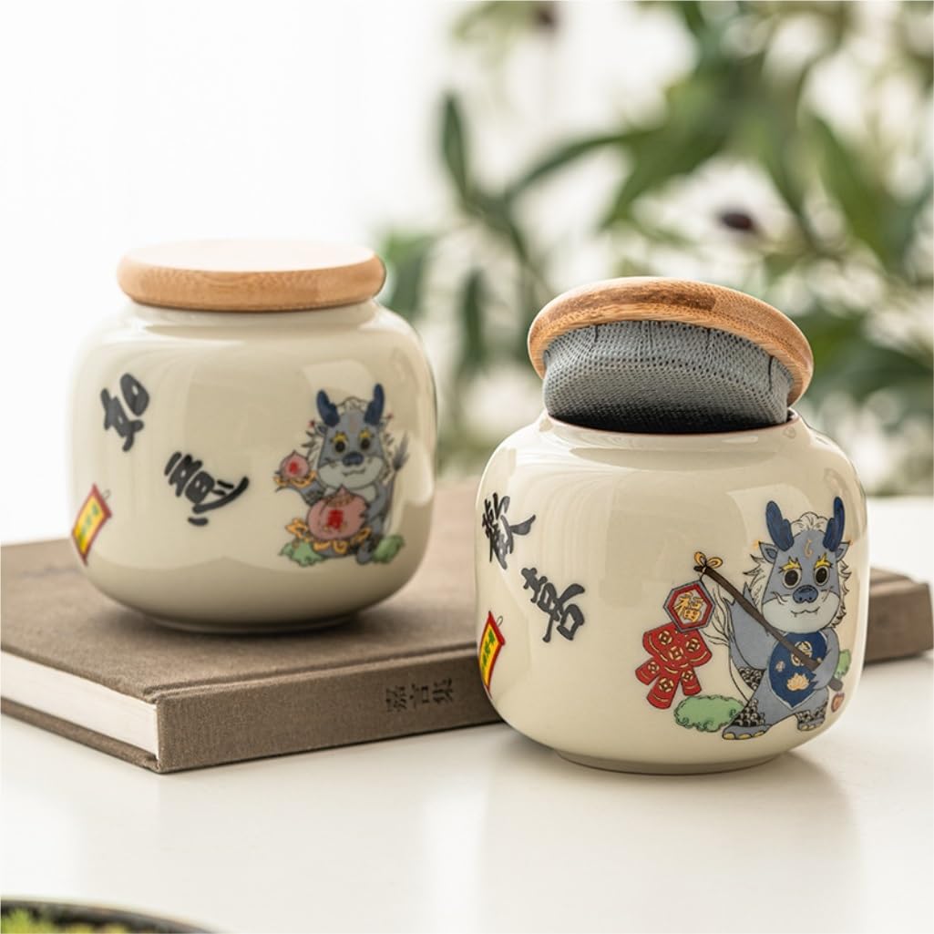 CMBSSTFC Słoik cukru Zbiornik do przechowywania herbaty luzem Przenośny mały szczelny zbiornik Chiński ceramiczny zbiornik do przechowywania herbaty Domowa kuchnia Zbiornik do przechowywania przypraw