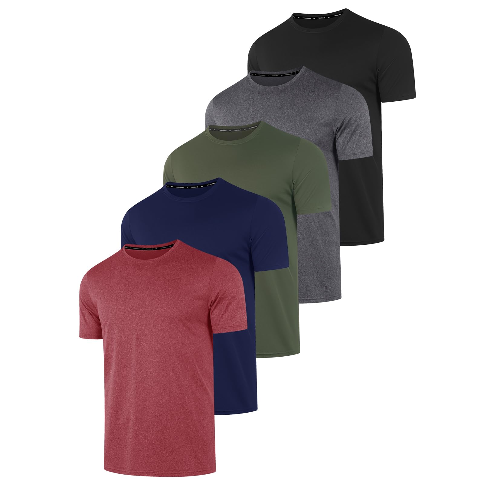 DEHORU 5er Pack UPF 50+ Sport Tshirts Herren Kurzarm Uv-Schutz Sonnenschutz Fitness Sportshirt Schnelltrocknend Atmungsaktives Funktionsshirt Laufshirt Trainingsshirt