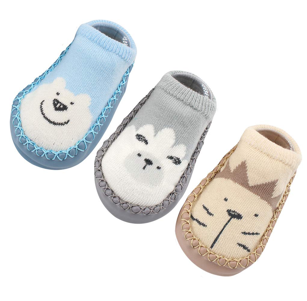 Happy Cherry Newborn Babys Slipper Socks Cotton Anti-slip Floor Socks for Boys Girls Kids