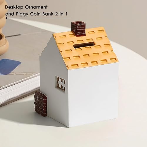 Miniatura 3 de Alcancía para adultos y niños, caja de ahorro de dinero en forma de casa, escultura de cerámica, Alcancias de Dinero para Niños, estatua de resina,