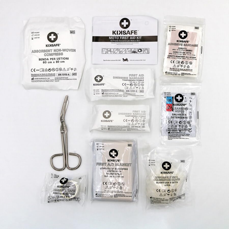 K-N 0127133 Pulizia | Kit Pronto Soccorso Moto e Bici 27 Pezzi: Omologato CE, DIN 13167, Perfetto per Ogni Viaggio