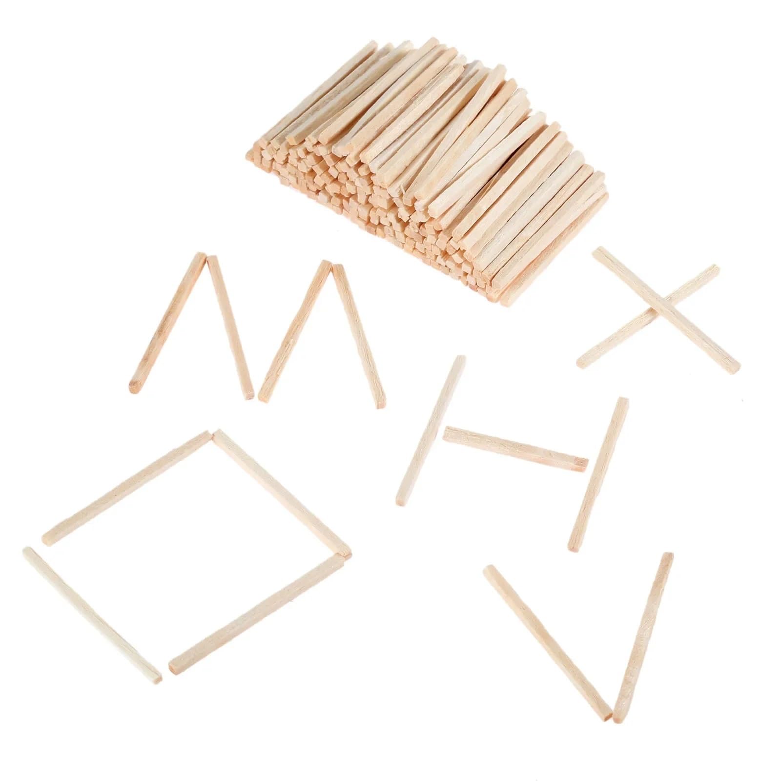 ręcznie wykonane kije， Drewniane patyczki, zapałki, naturalne puzzle, majsterkowanie, matematyka, nauczanie, edukacja, narzędzia do nauki(500pcs)