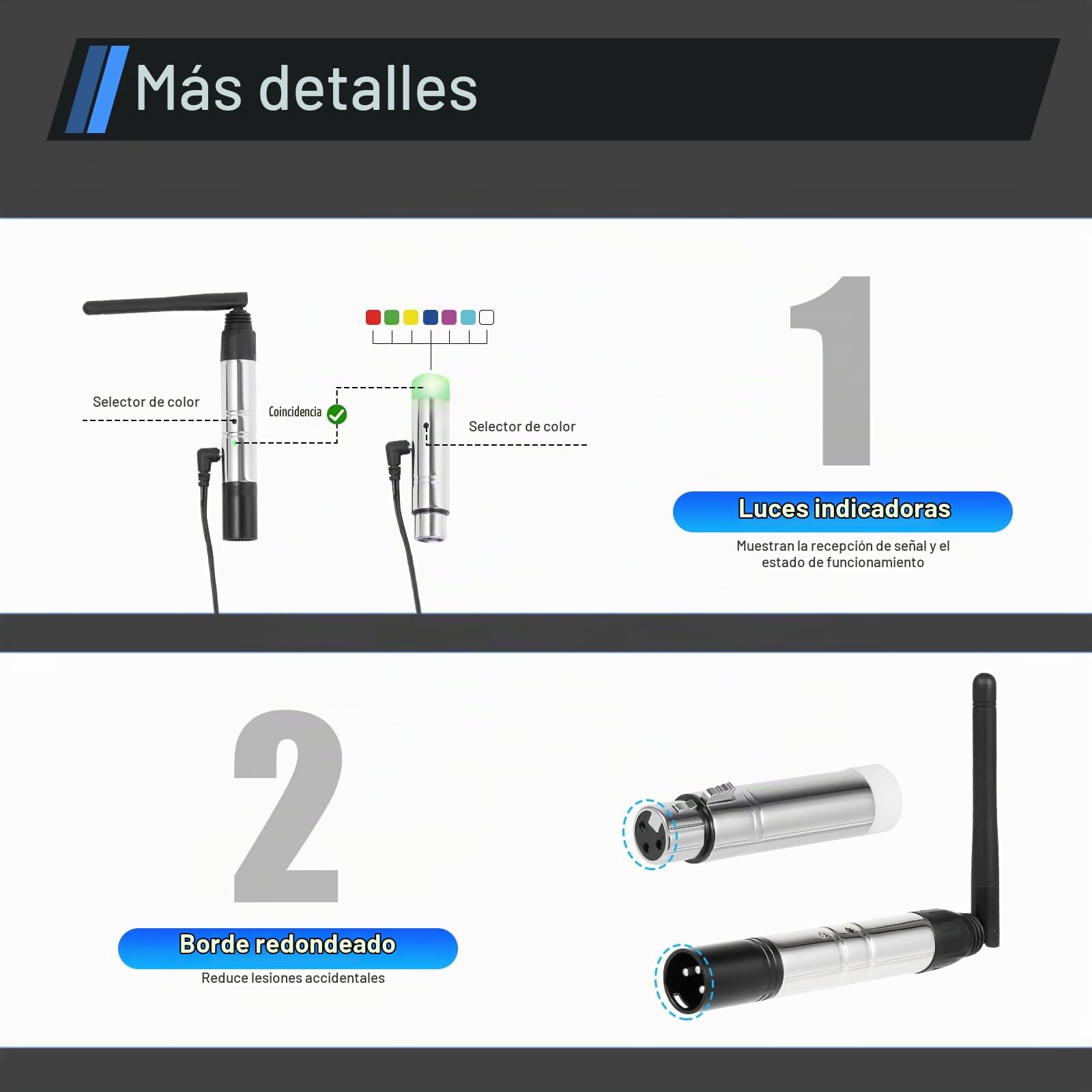 Genérico Controlador DMX Inalámbrico, Transmisor DMX 512 Receptor, Controlador de Iluminación LED con Controlador DMX, 7 Unidades 2.4G ISM (Modelo de Enchufe, sin batería)