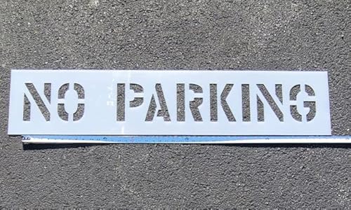 6" NO Parking Parking Lot Stencil - Actual 6 Inch Letters - Wider Font = Easy to See from a Distance While Driving. 60 Mil. 1/16" Thick Mat'l. by American Striping Co.