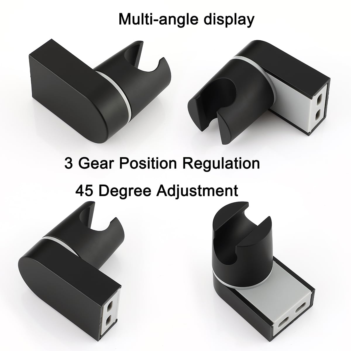 Muxios On Wall Mount Shower Bracket for Handheld Shower Head Height Adjustable Holder Bracket Large Angle Adjustable to Meet Any Space Bathroom Matte Black - Image 3