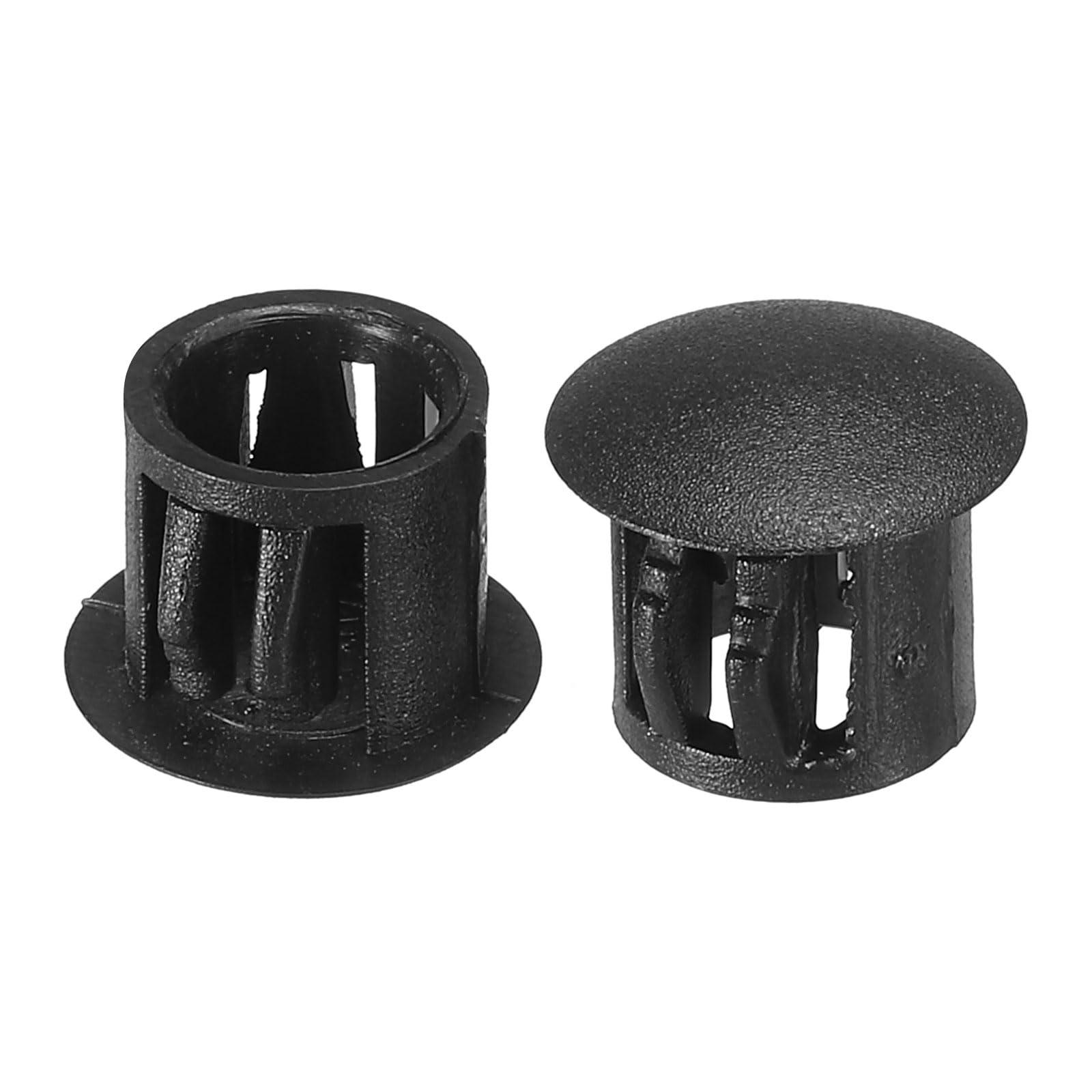 PATIKIL 10mm (3/8") Plastic Hole Plugs, 60Pcs Flush Type Round Hole Plugs Cover Snap in Locking Hole Tube for Table Kitchen Cabinet Furniture, Black