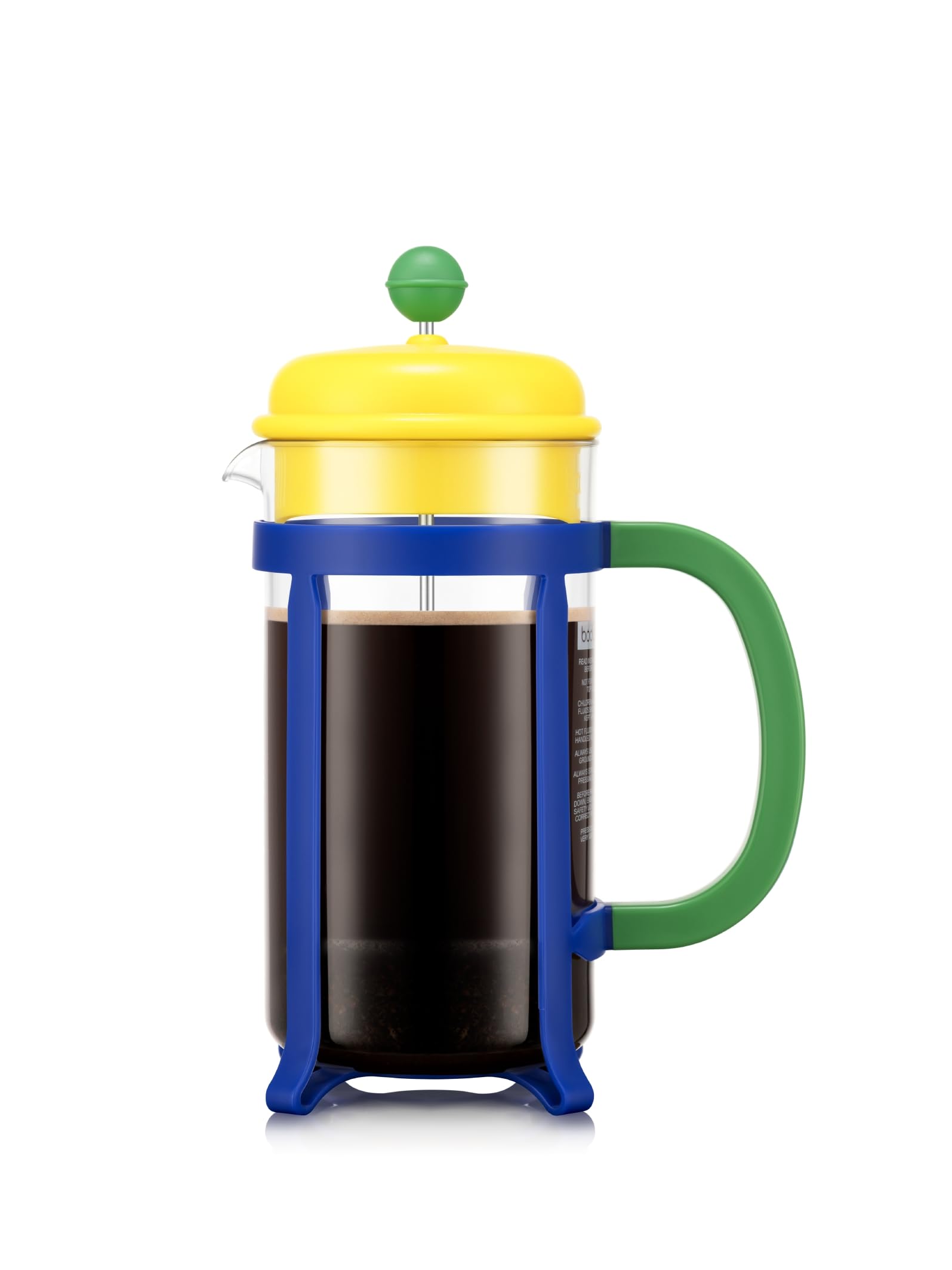 Bodum 1908-691SSA-80 Coffee Maker, Coffee Press, JAVA, French Press, Coffee Maker, 33.8 fl oz (1000 ml), 80th Anniversary Limited, Green, Yellow, Blue, Stainless Steel Filter, Plastic Beaker, Soaking