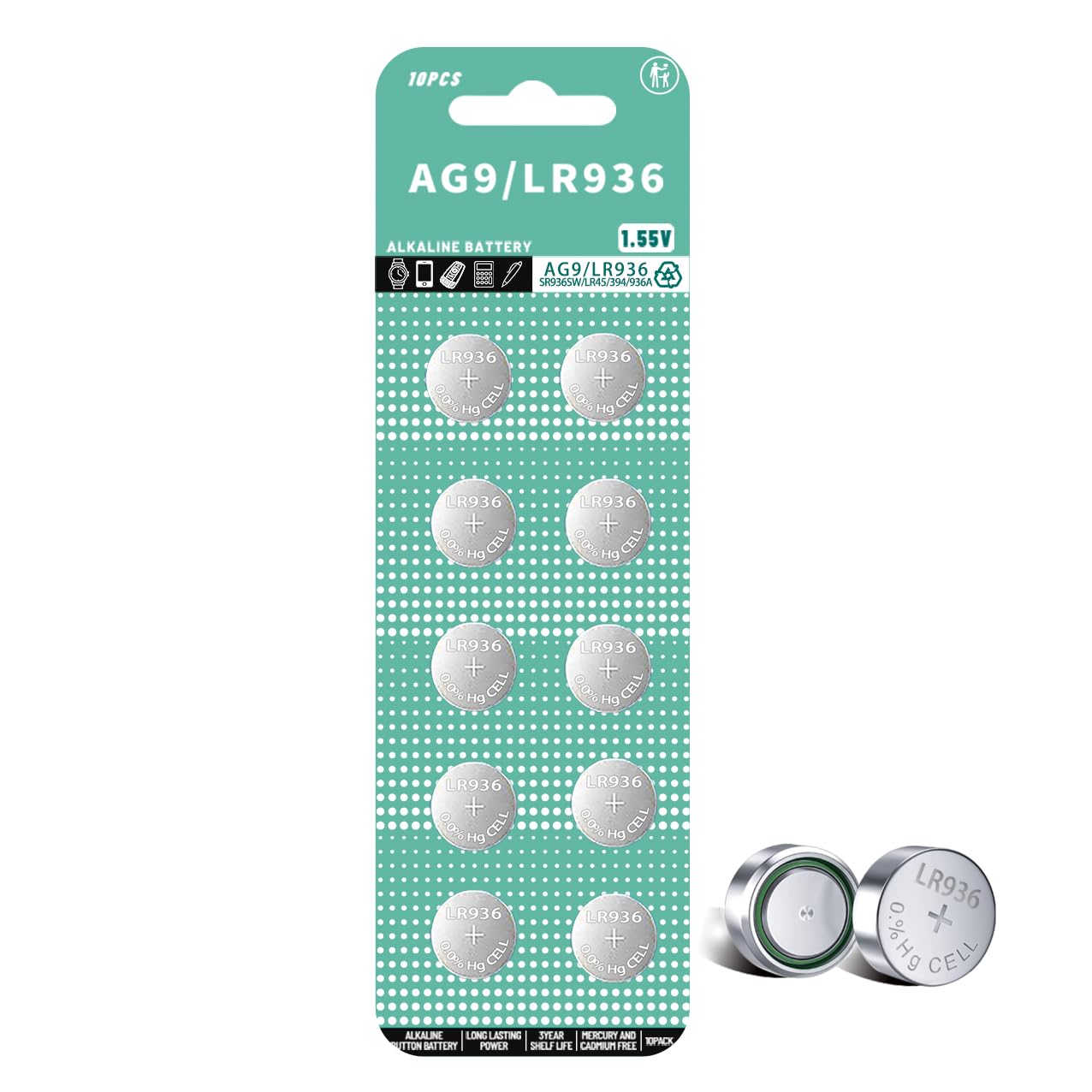 Photo 1 of YIGOCELL LR936 LR45 AG9 Battery 194 394 1.5v Alkaline Button Cell Watch Batteries (10 Count) (10 Count)