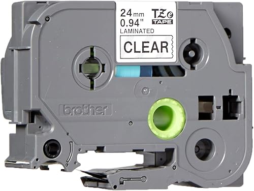 Brother - Cinta laminada Negro sobre Amarillo, 24mm Empaquetado al menudeo, Negro sobre transparente