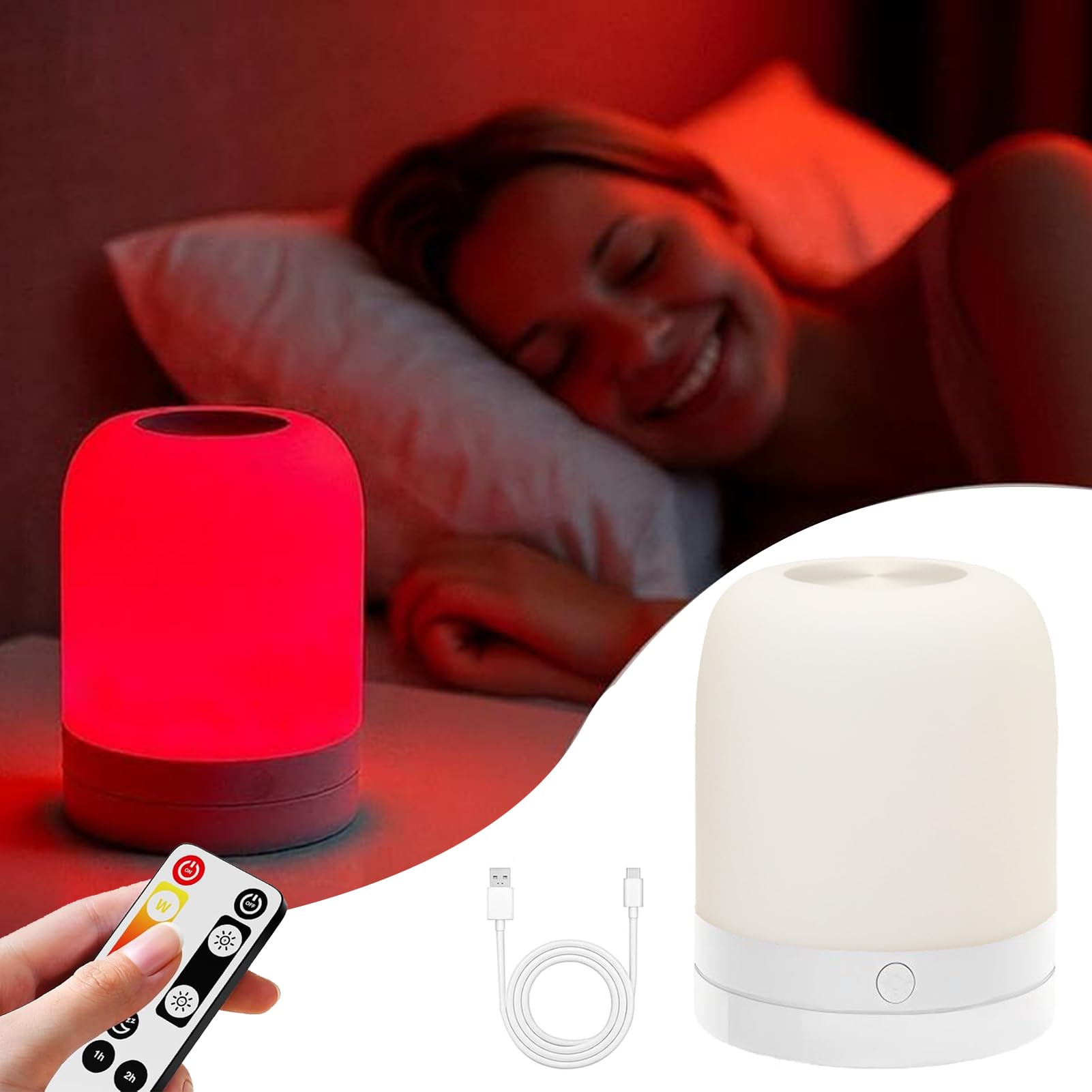 Red Light Therapy Sleep, 670nm Red Light Night Light Lamp for Sleep - Zero Blue Light, Red Light Therapy Sleep Device with Remote Control, Timer & 2 Light Modes, Red Light Lamp for Bedroom Adults