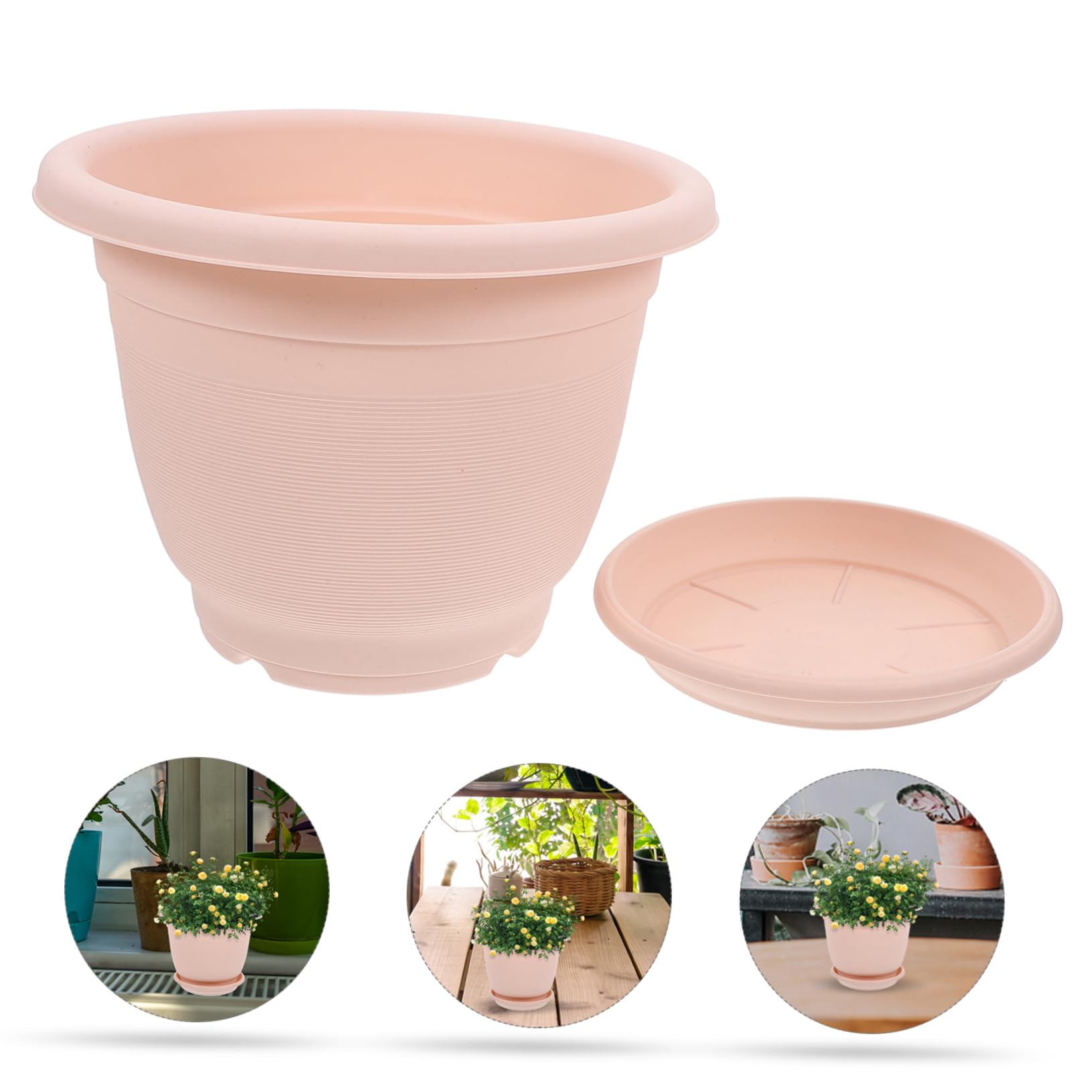 5 Ensembles De Pots De Fleurs en Plastique avec Soucoupes pour Plantes D'intérieur Et Pépinière Lot de Pots De Fleurs Extérieur pour Maison Jardin