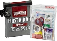 Vista 4 de Pac-Kit - Kit de primeros auxilios impermeable Explorer 1 para senderismo, camping y actividades al aire libre, 67 piezas
