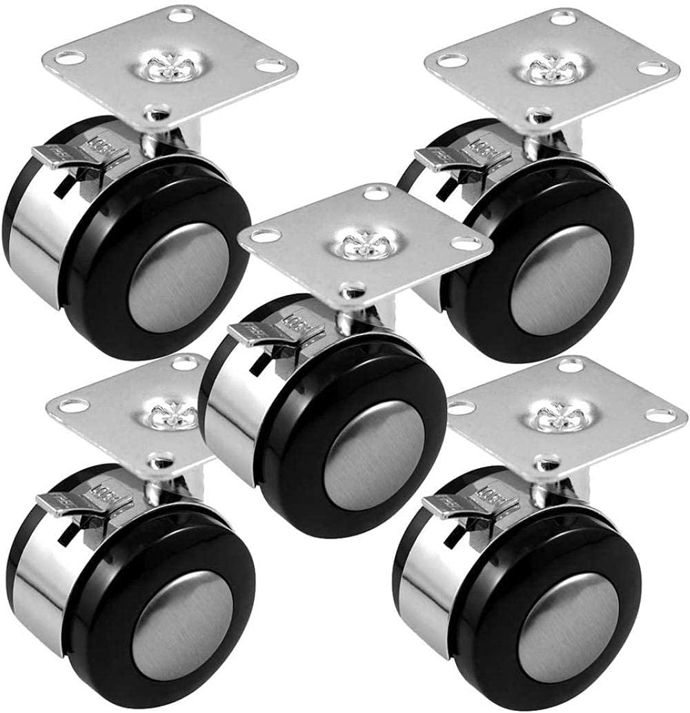 Juego de 5 Ruedas para sillas de Oficina Ruedas 360 & deg; Ruedas giratorias: con Frenos Montaje con Perno M10 / Montaje en Placa Base en Dos estilos-2in50mm_Base_Plate_Installatio