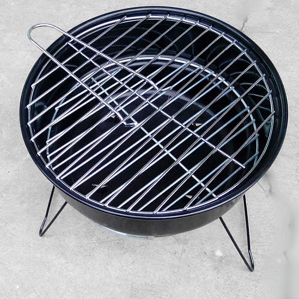 Parrilla de barbacoa plegable redonda portátil Parrilla de barbacoa de carbón Mesa de barbacoa de picnic pequeña y liviana con nevera y bolsa de transporte Fácil de limpiar para acampar