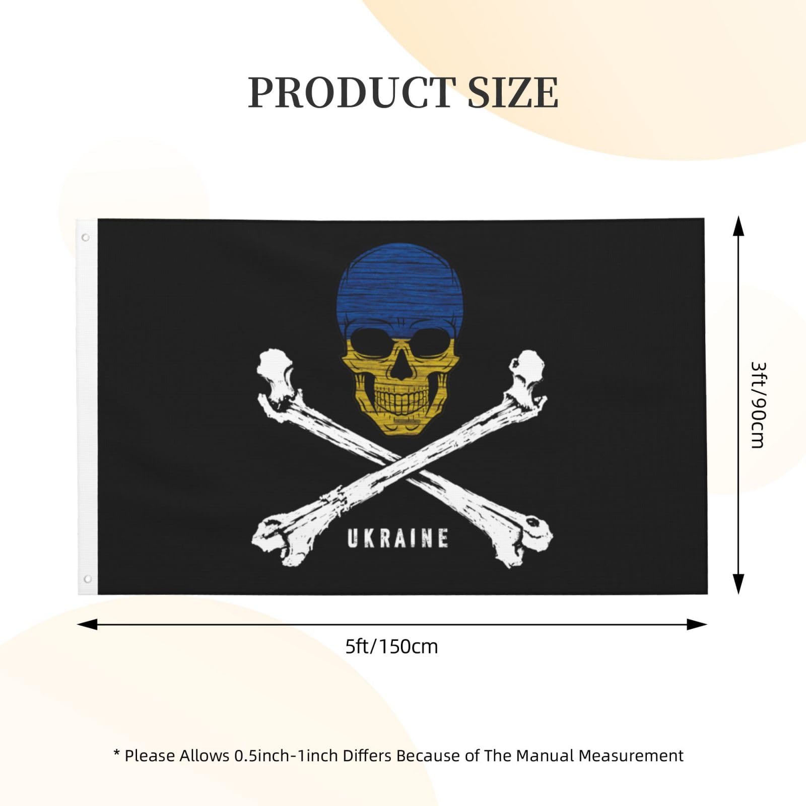 Amazon.com : Yomconect Skull Skeleton Bone Ukraine Flag 3x5 Ft