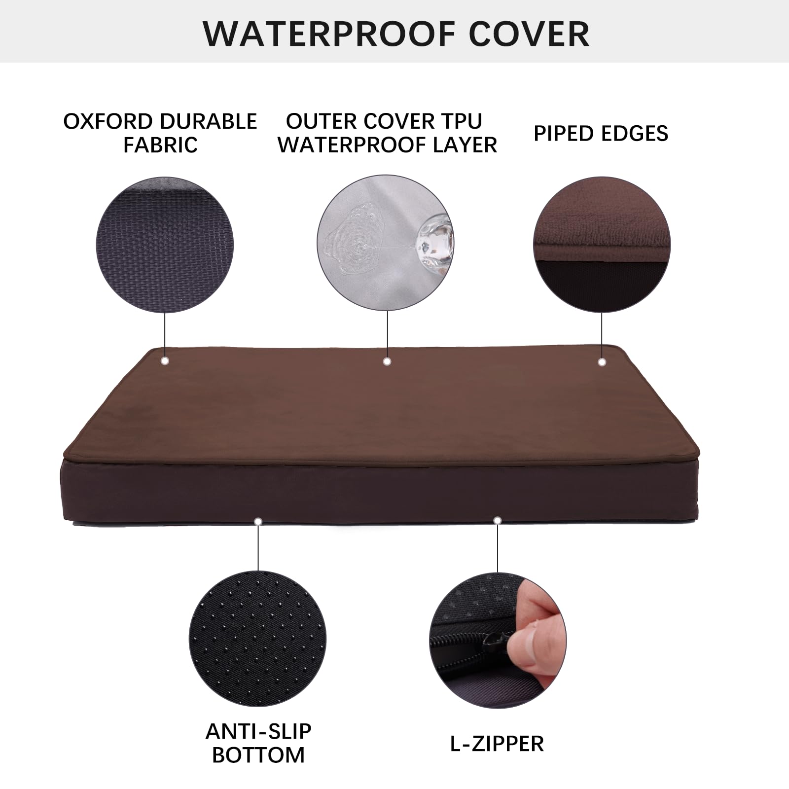 Jaspuriea Medium Dog Bed Washable with Waterproof Removable Cover, Orthopedic Dog Beds with Anti-Slip Bottom - Image 4