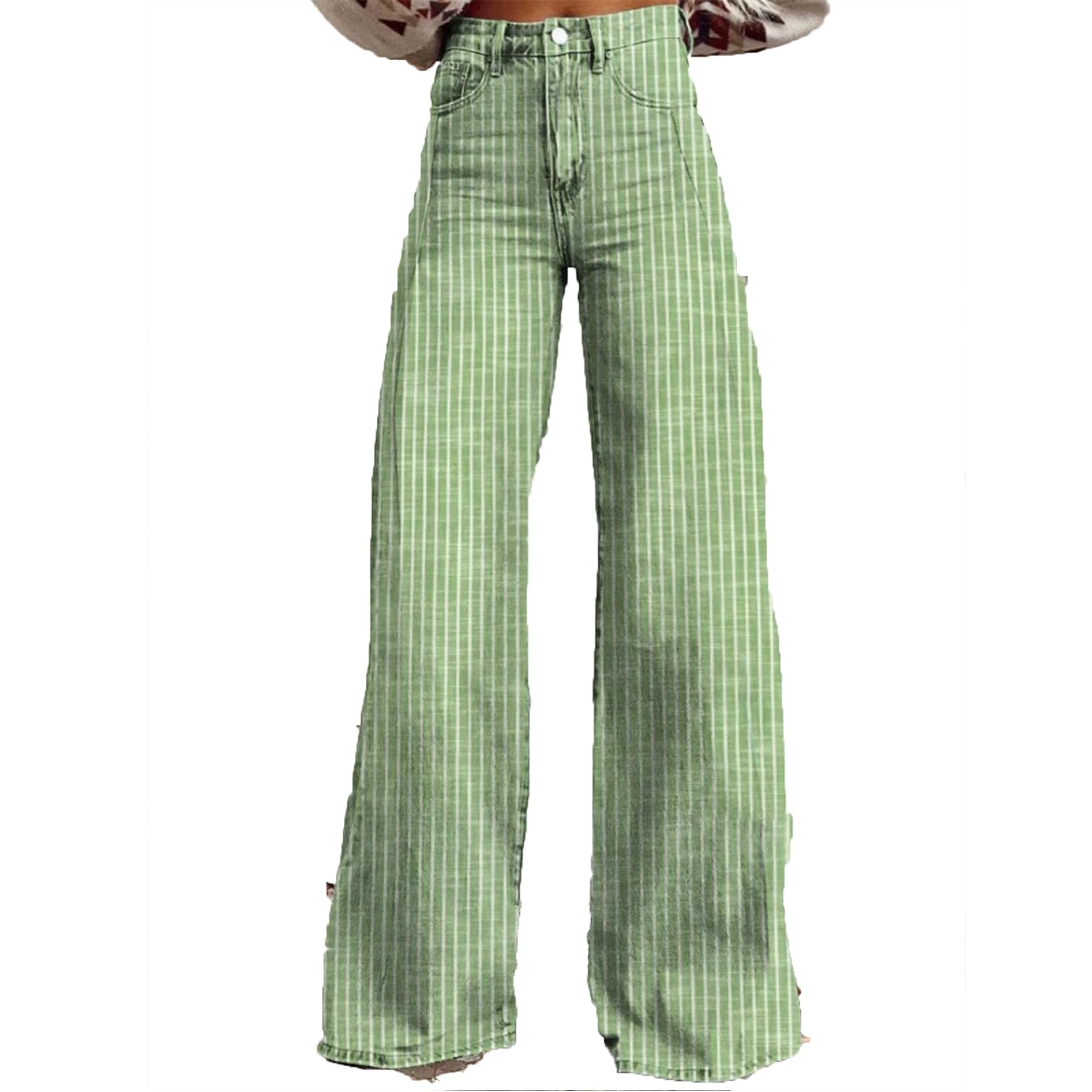 Y2k Striped Bell Bottom Jeans for Women Midi Wiast Wide Leg Denim Pants Baggy Bootcut Trousers