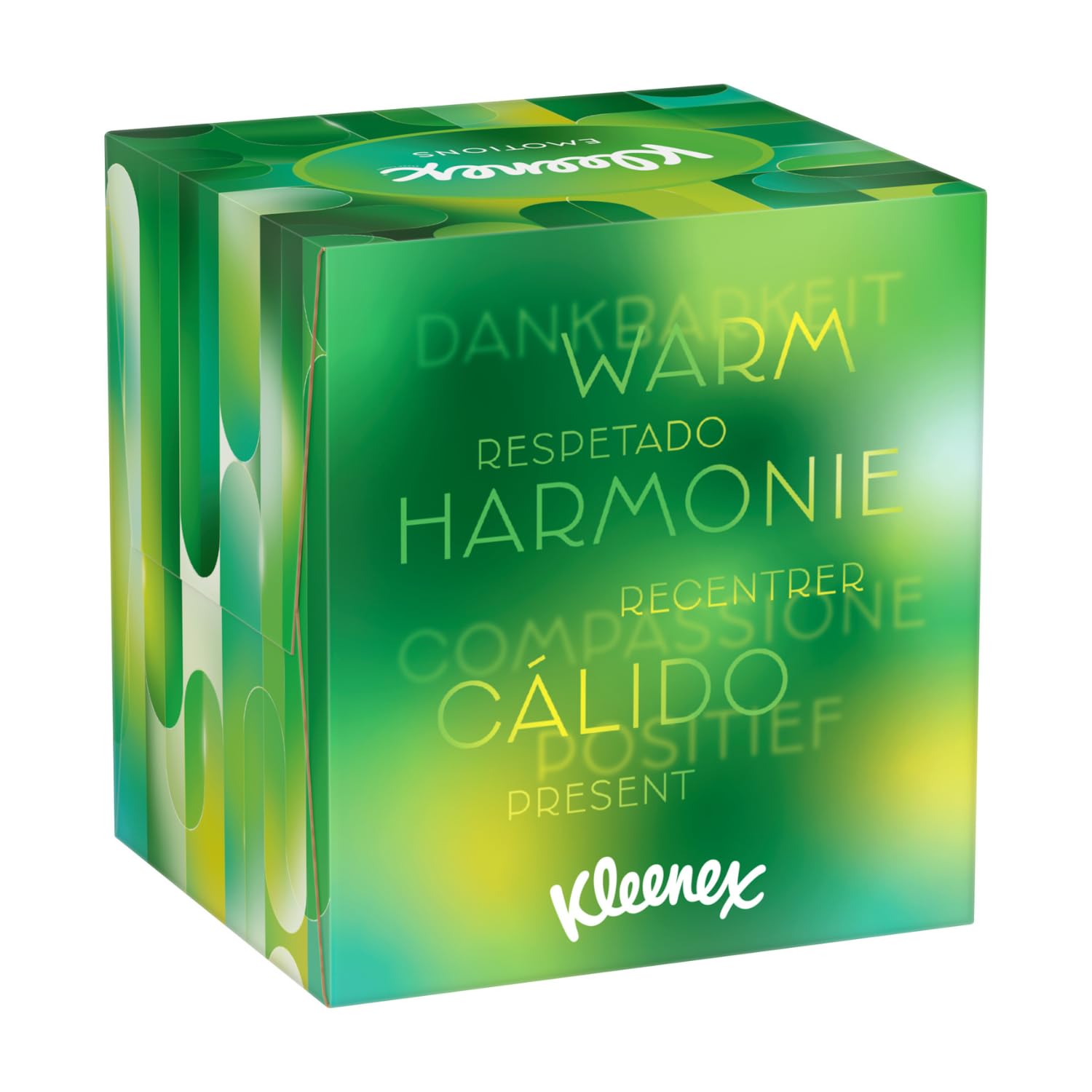 Kleenex Cubo Collection pañuelos de papel 12 cajas de 48 servicios cada una, contiene 4 diseños diferentes, Total 576 pañuelos