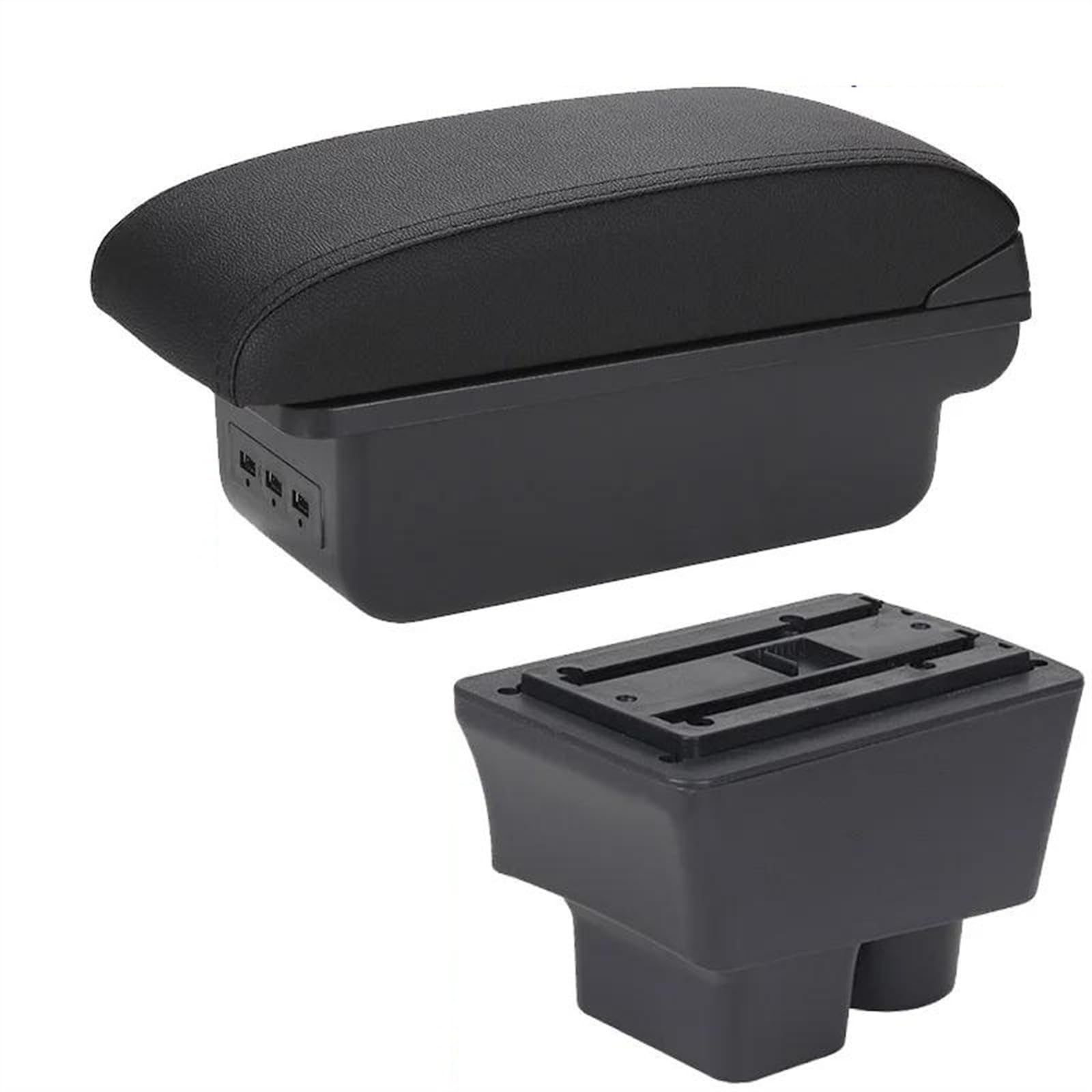 NOHEEU Car Armrest Box Retrofit Parts Storage Interior Accessories For Fabia II 2008-2014(B2 Black line 3USB)