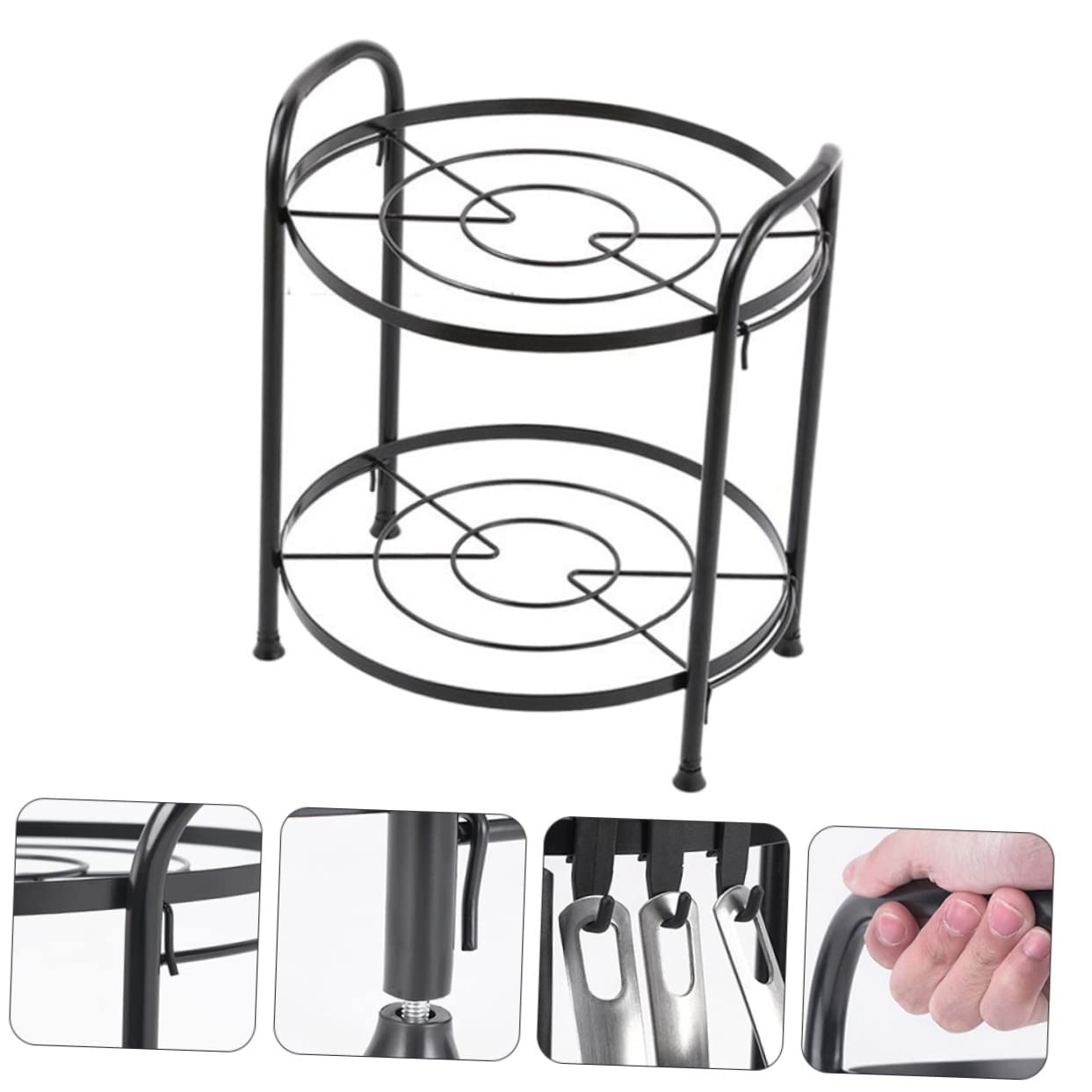 Porta Casseruola a Due Ripiani, 1 Pezzo, Ferro Nero | Struttura Smontabile, Pulizia Semplice, Mensole per Cucina e Organizer Scaffali Cucina