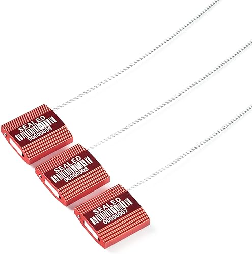Miniatura 5 de 50 sellos de cable de alta seguridad rojos con código de barras sellos de seguridad de acero numerados apretados sellos de contenedores de metal