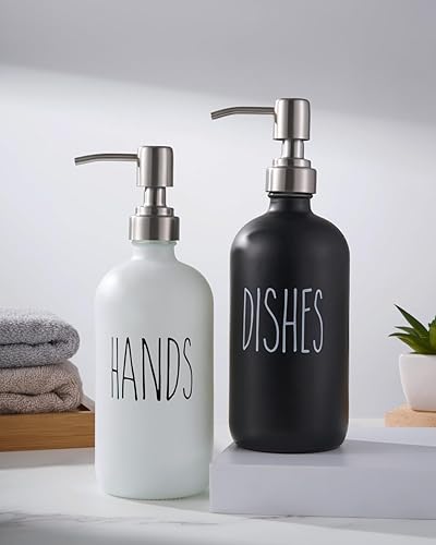 Miniatura 3 de Dispensador de jabón para platos, dispensador de jabón de manos con vidrio grueso, dispensador de jabón para fregadero de cocina, bomba de acero
