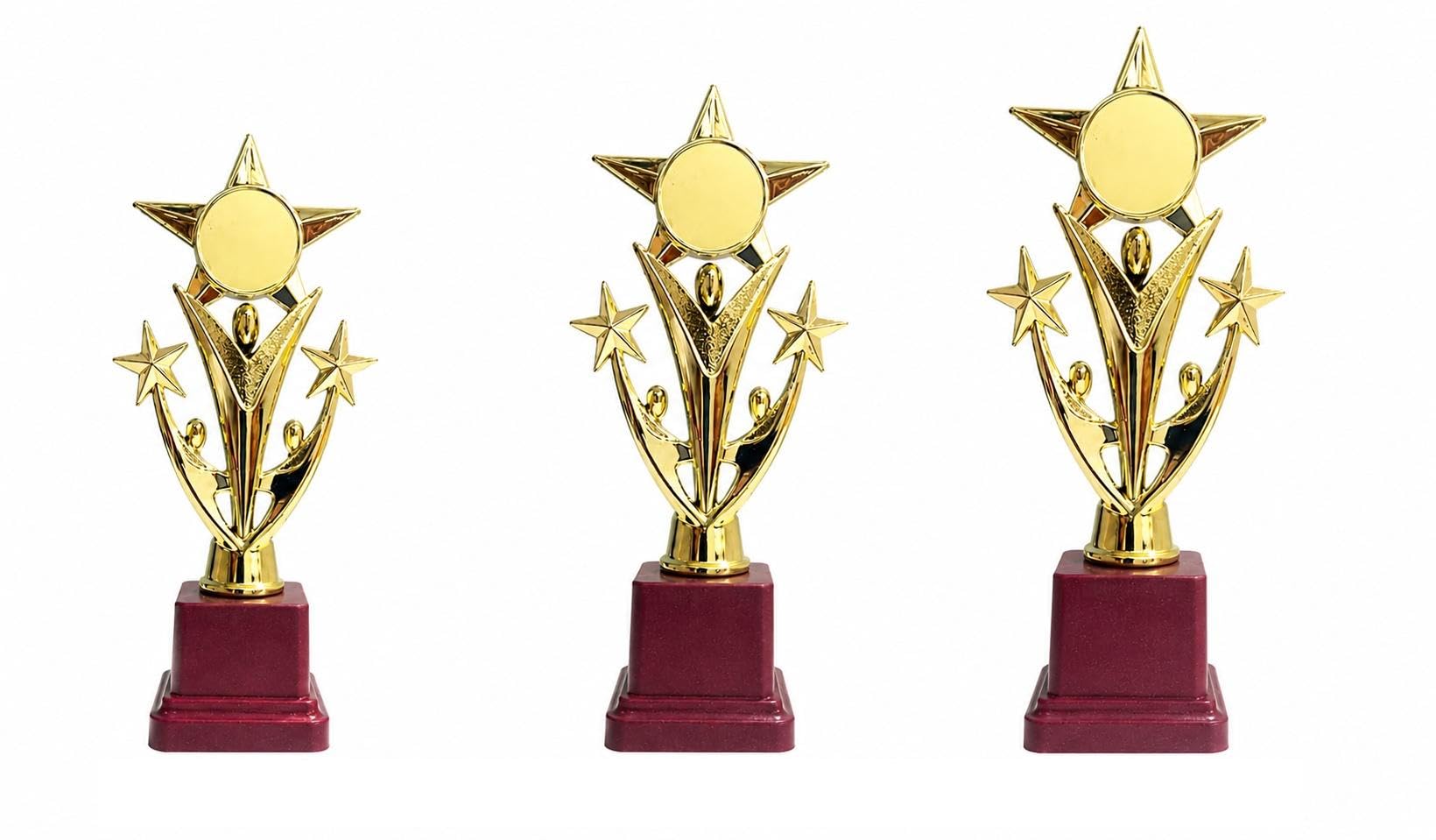 Metallic Fibre 2 Star Golden Winning Trophy Set of 3 Trophy | Awards, Recognition-picture-15
