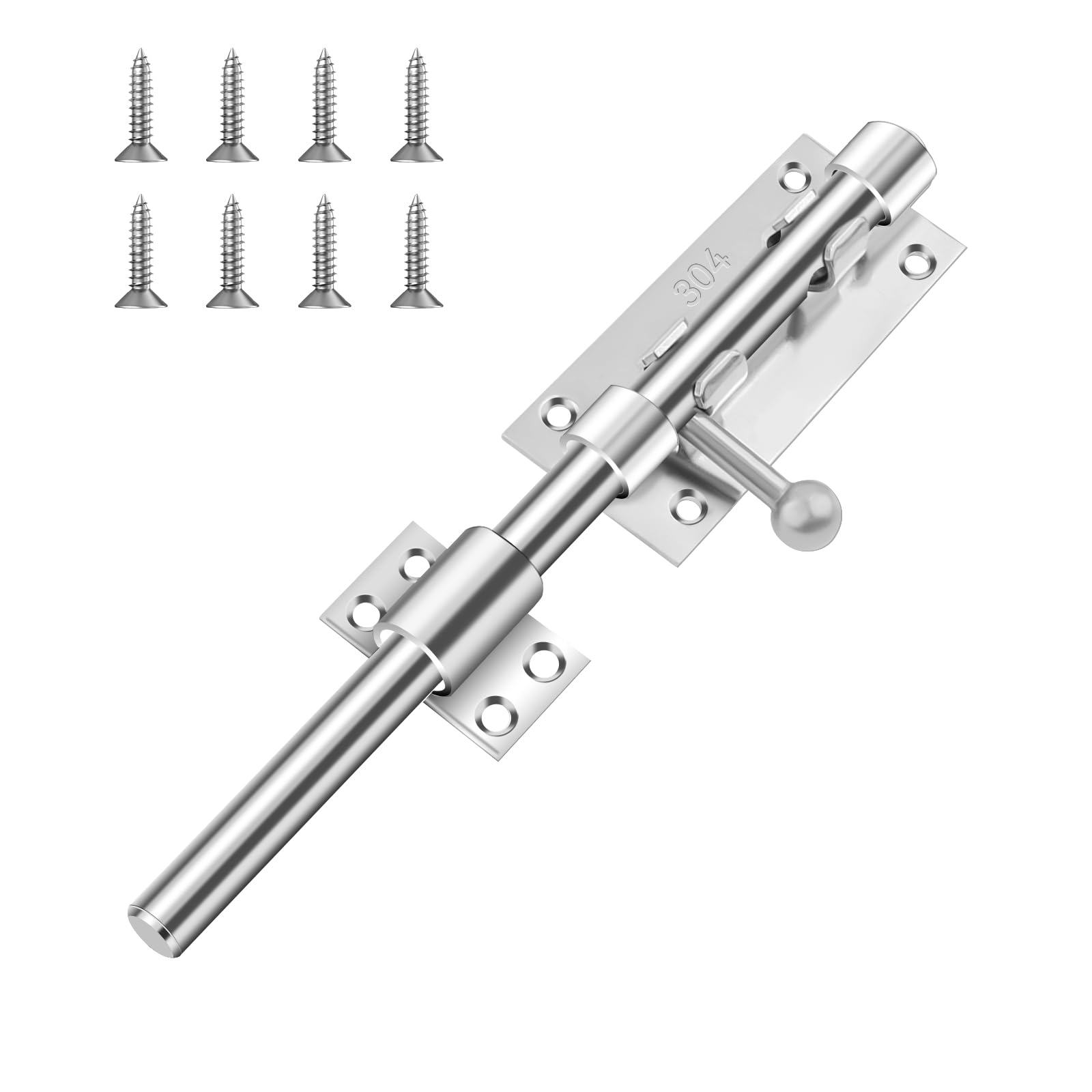 MISIQIMA 195MM Torriegel, Bolzenriegel aus Edelstahl 304, Türriegel mit Vorhängeschlossloch, Verdicktes Verriegelung, Torverriegelung, Riegelschloss für Badezimmer, Garten, Tor, Zaun