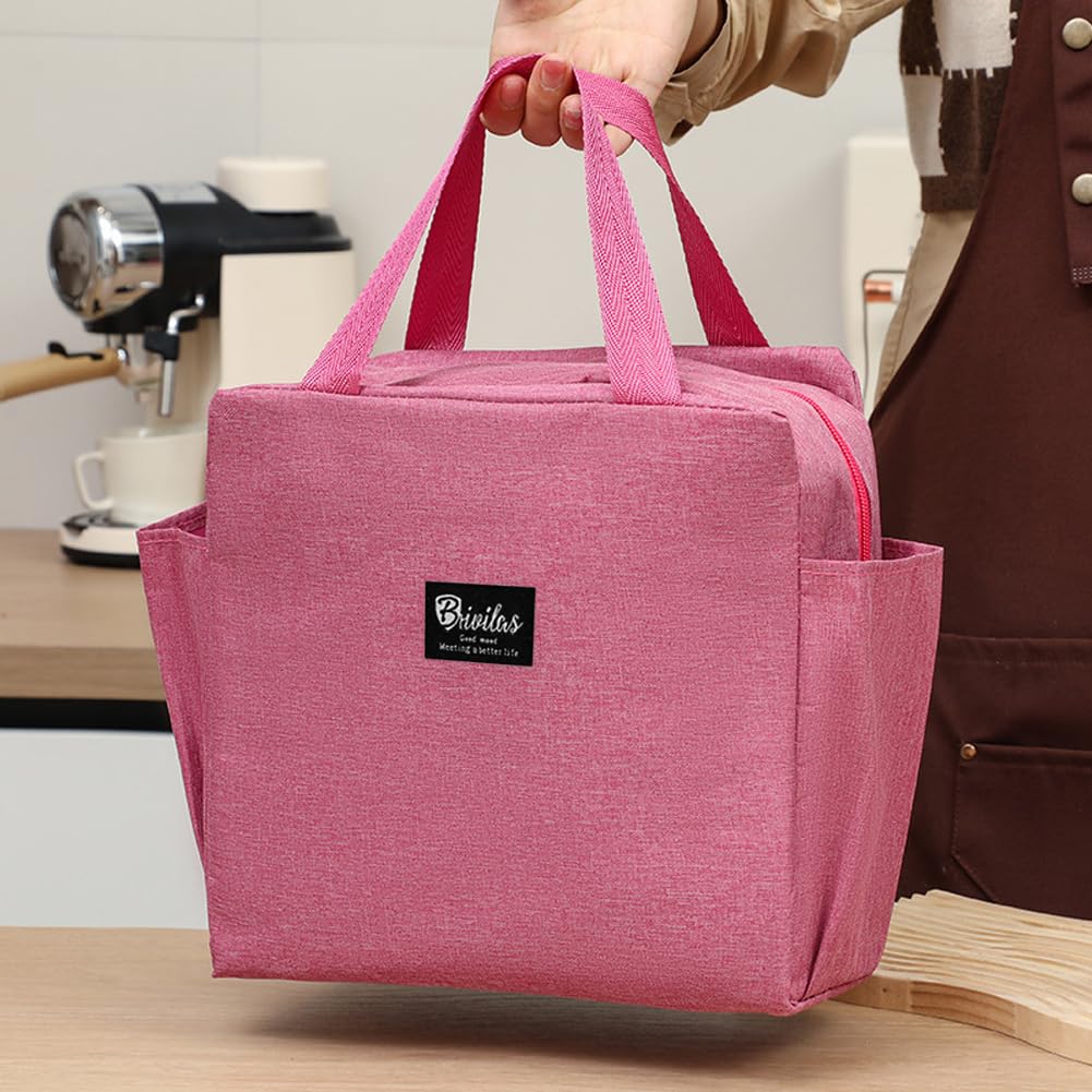 Lunch Bag for Women Men Insulated Reusable Cooler Lunch Box Leakproof Foldable for Office Picnic Hiking Beach Magenta