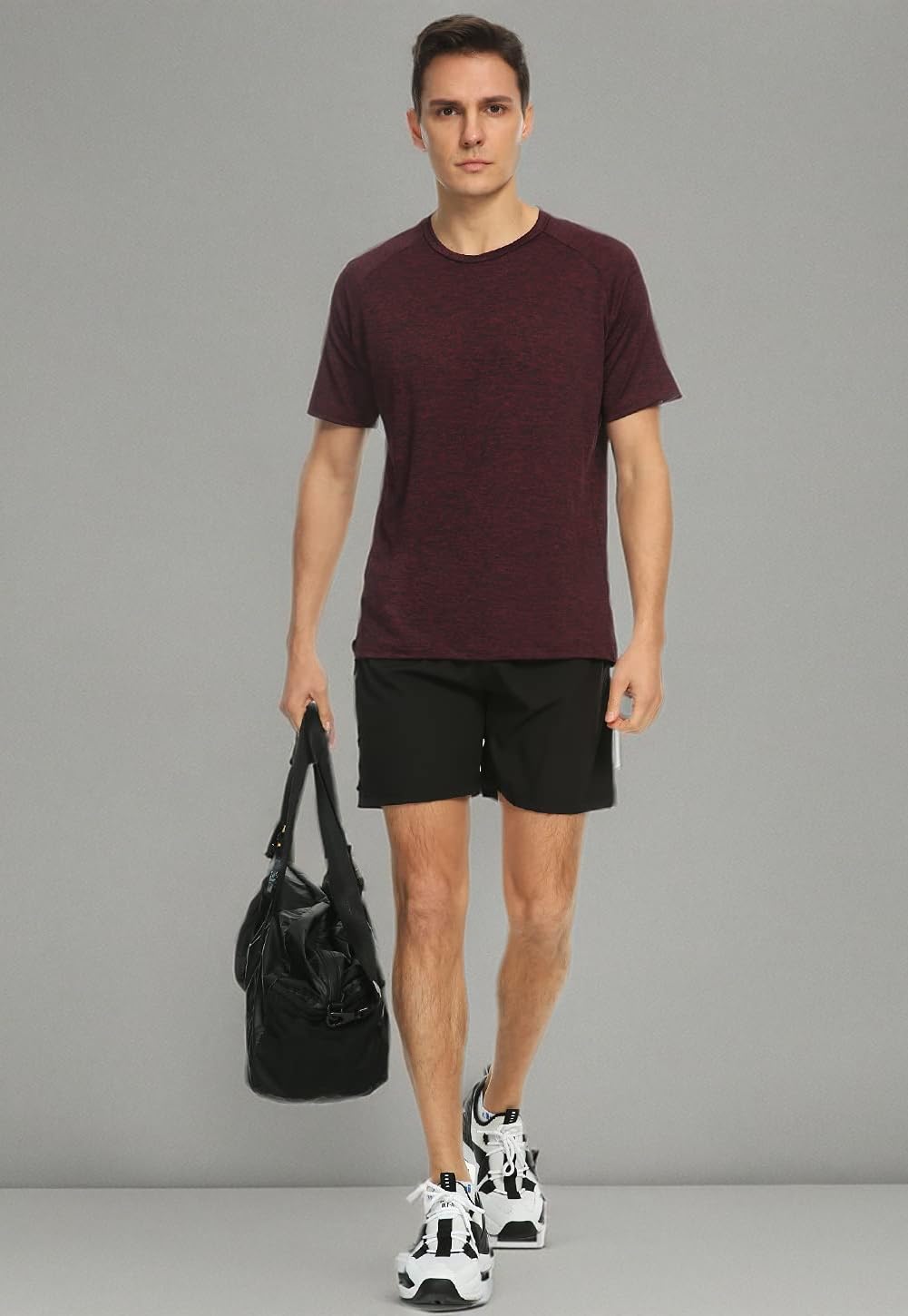 Xelky Paquete de 4-5 camisetas para hombre, de ajuste seco, absorben la humedad, atléticas, para ejercicio, fitness, ropa deportiva, manga corta, gimnasio, entrenamiento