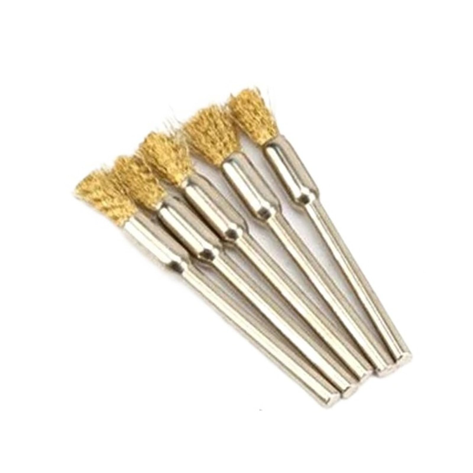 15Pcs 5mm Brass Rotary Wire Wheel Pencil Polising Brushes Steel Wire Wheel Brushes For Power Drill Tool Polishing Cleaning Tools(15PCS)