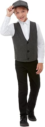 Smiffys 1920s gangster boy kit with grey flat cap and waistcoat for kids