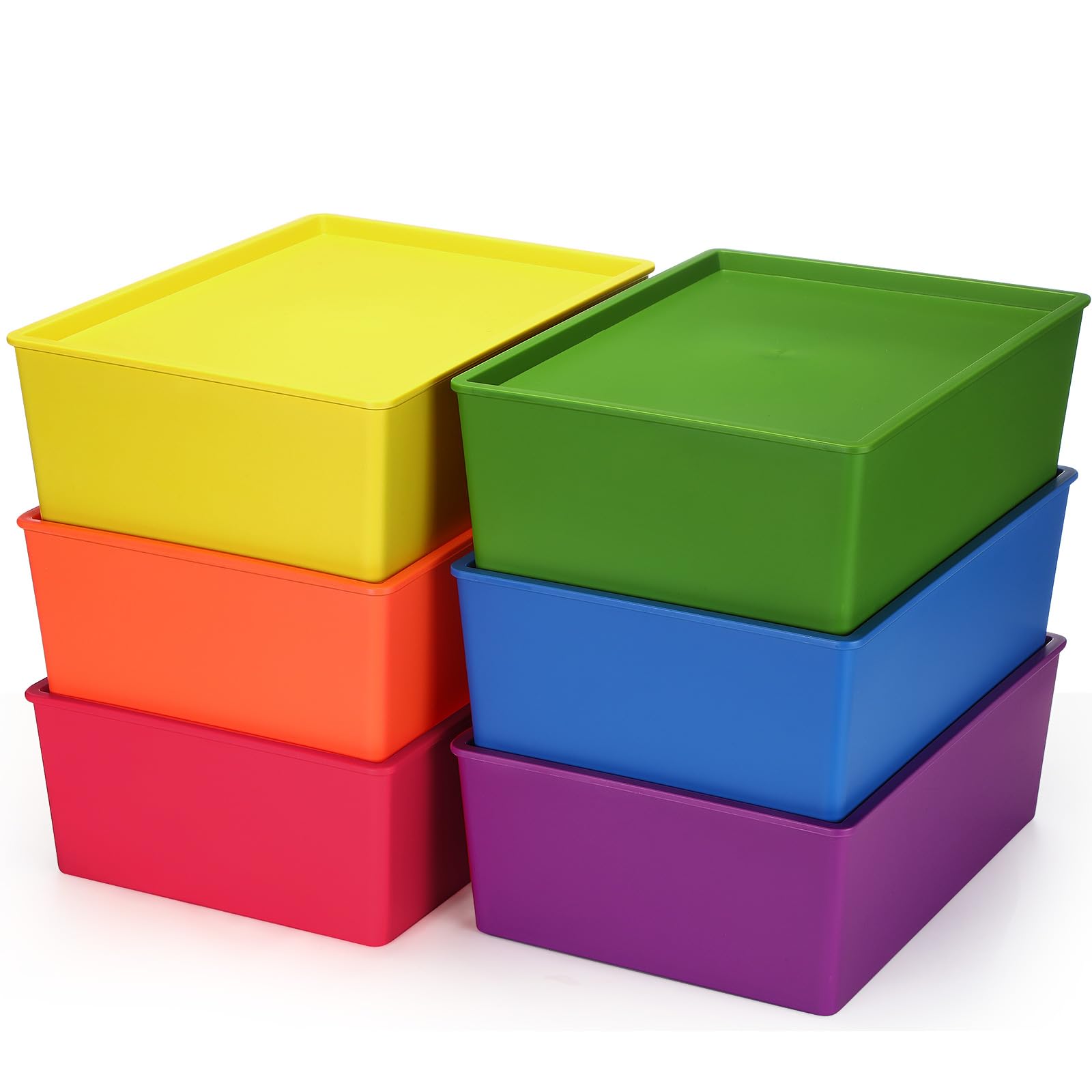 Menkxi 6 Pcs Large Plastic Storage Bins with Lids, Colorful