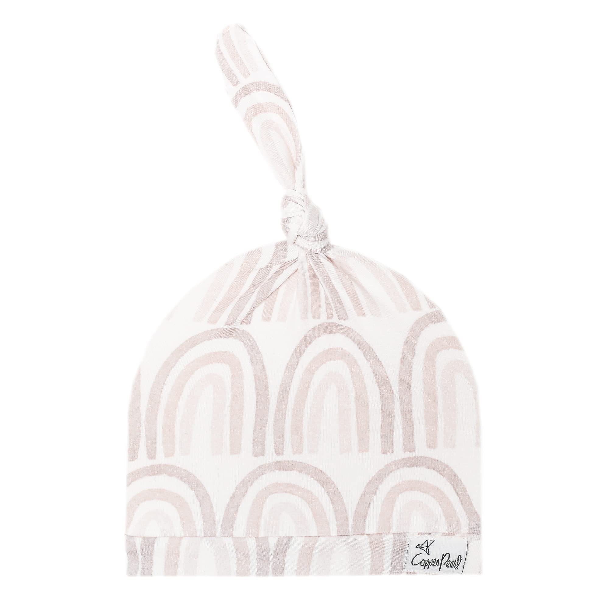 Copper Pearl Baby Beanie Hat Top Knot Stretchy Soft Bliss