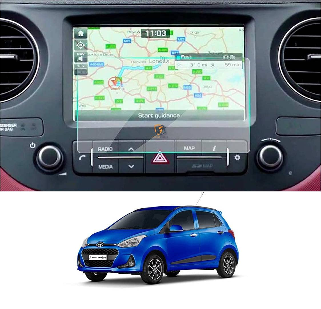armour guards hyundai grand i10 car infotainment system accessories unbreakable screen guard (petrol & diesel) (transparent)