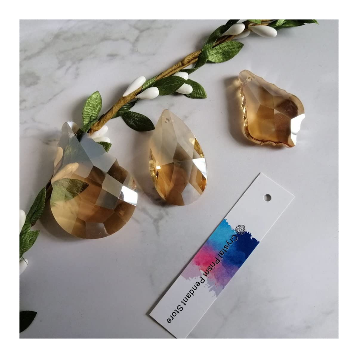 YUZGUHEY 2pcs Champagne 38/50mm Faceted Crystal Pendant Lamp Prisms Home Decor Crystals Lighting Replacement Parts