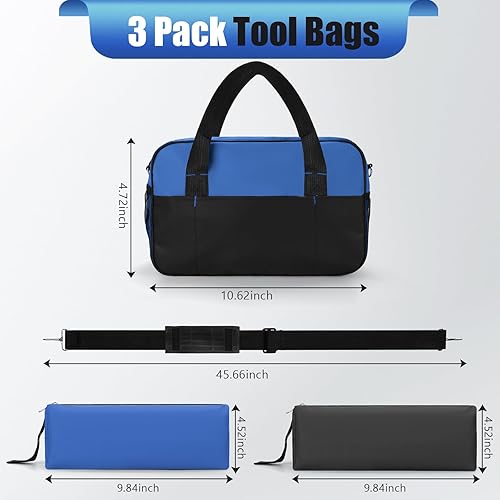 Miniatura 2 de Bolsa de herramientas, juego de bolsa de herramientas de 14 pulgadas con 2 bolsas pequeñas con cremallera, caja de herramientas resistente,