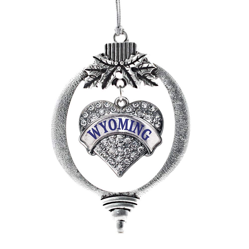 Inspired Silver - Wyoming - Silver Christmas Ornament - Pave Heart Charm Christmas Tree Ornament with Cubic Zirconia - Holiday Hanging Decoration