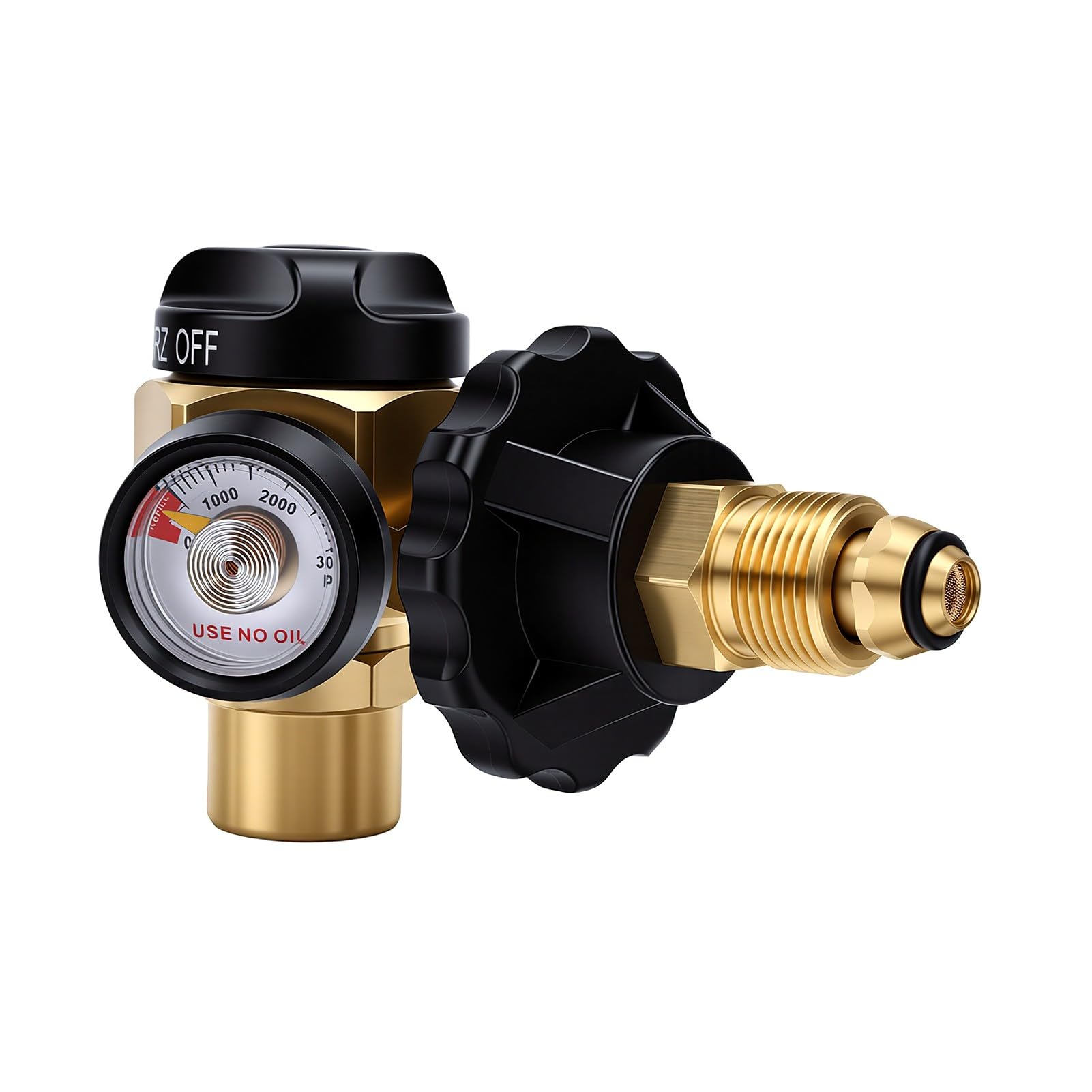 Goshyda Regulador de Purga de Nitrógeno de 500 Psi con Caudalímetro, Válvula de Control de Nitrógeno para Pruebas de Fugas, Regulador de Presión de Latón Resistente, Rosca SAE de 1/4 Pulgadas para