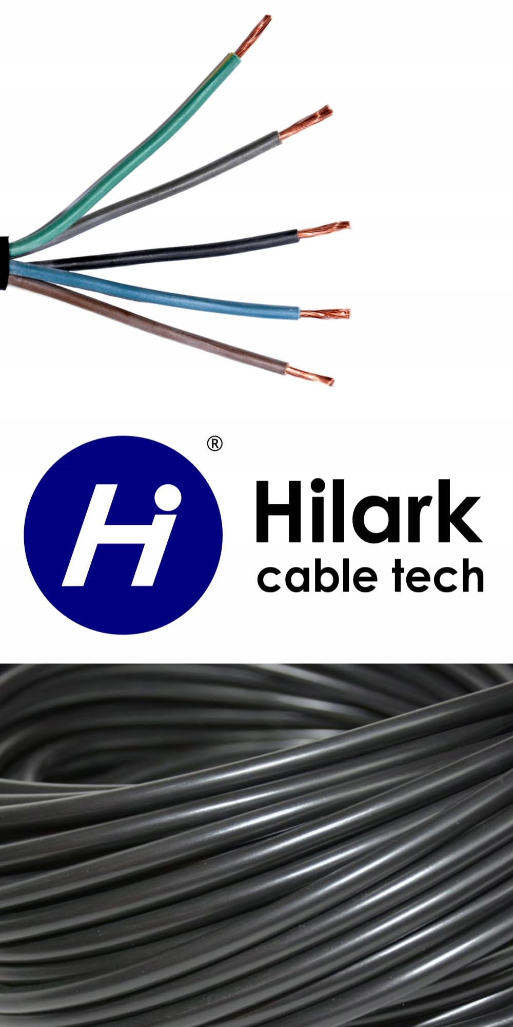 Hilark Cable Tech Câble H05VV-F 5x2,5mm² 100m
