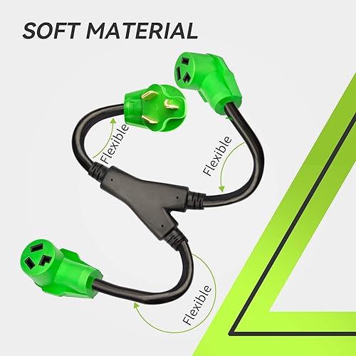 Miniatura 10 de RVMATE Divisor de secadora de 4 clavijas de 30 amperios, NEMA 14-30P a (2) 14-30R Y receptáculo de 26.5 pulgadas, chaqueta de PVC impermeable