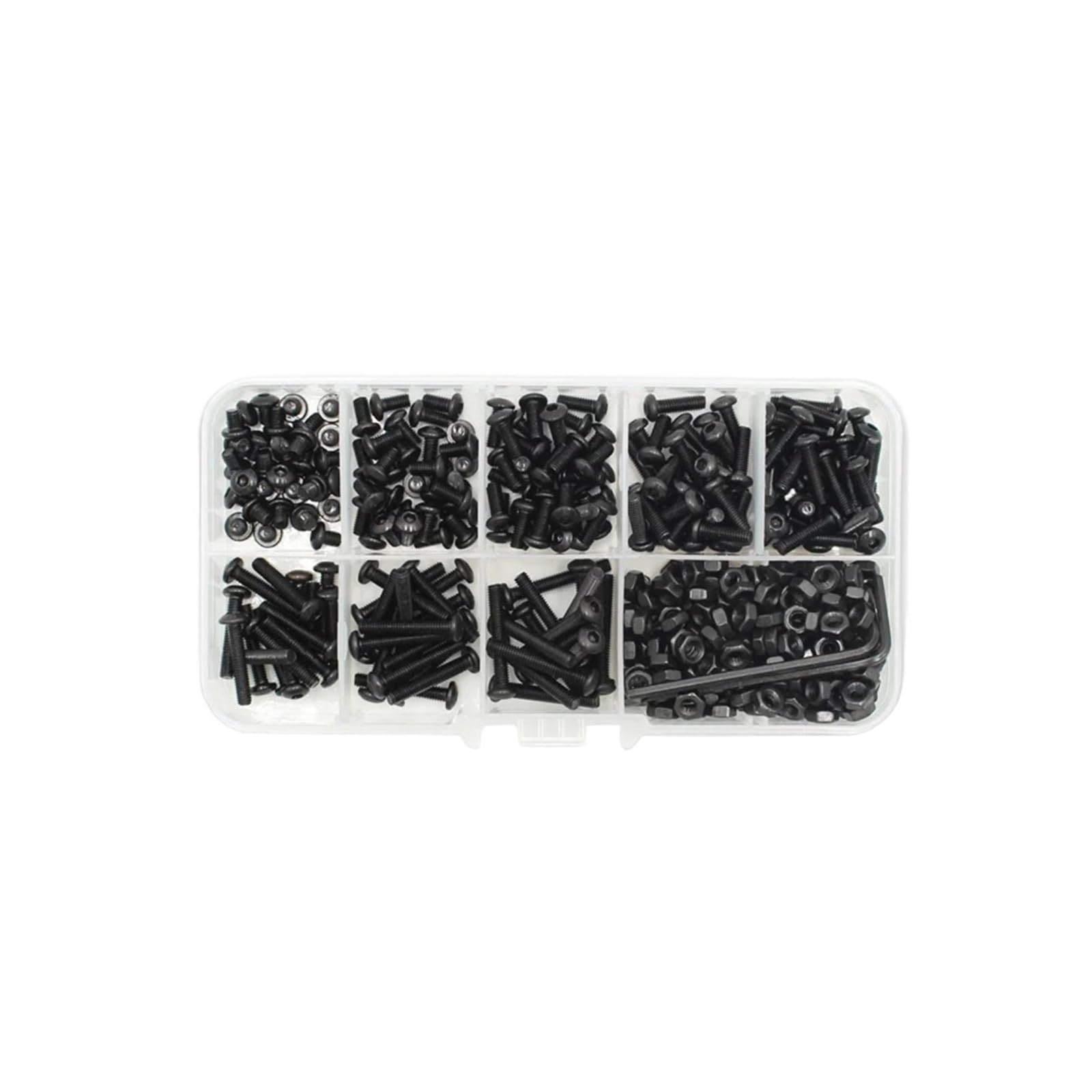 2510 Pcs M2 M2.5 M3 M4 M6 Hex Socket Round Button Head Screws, Nuts and Washers Kit, Grade 10.9 ISO7380 Allen Drive Fasteners Assortment(M3 392pcs)