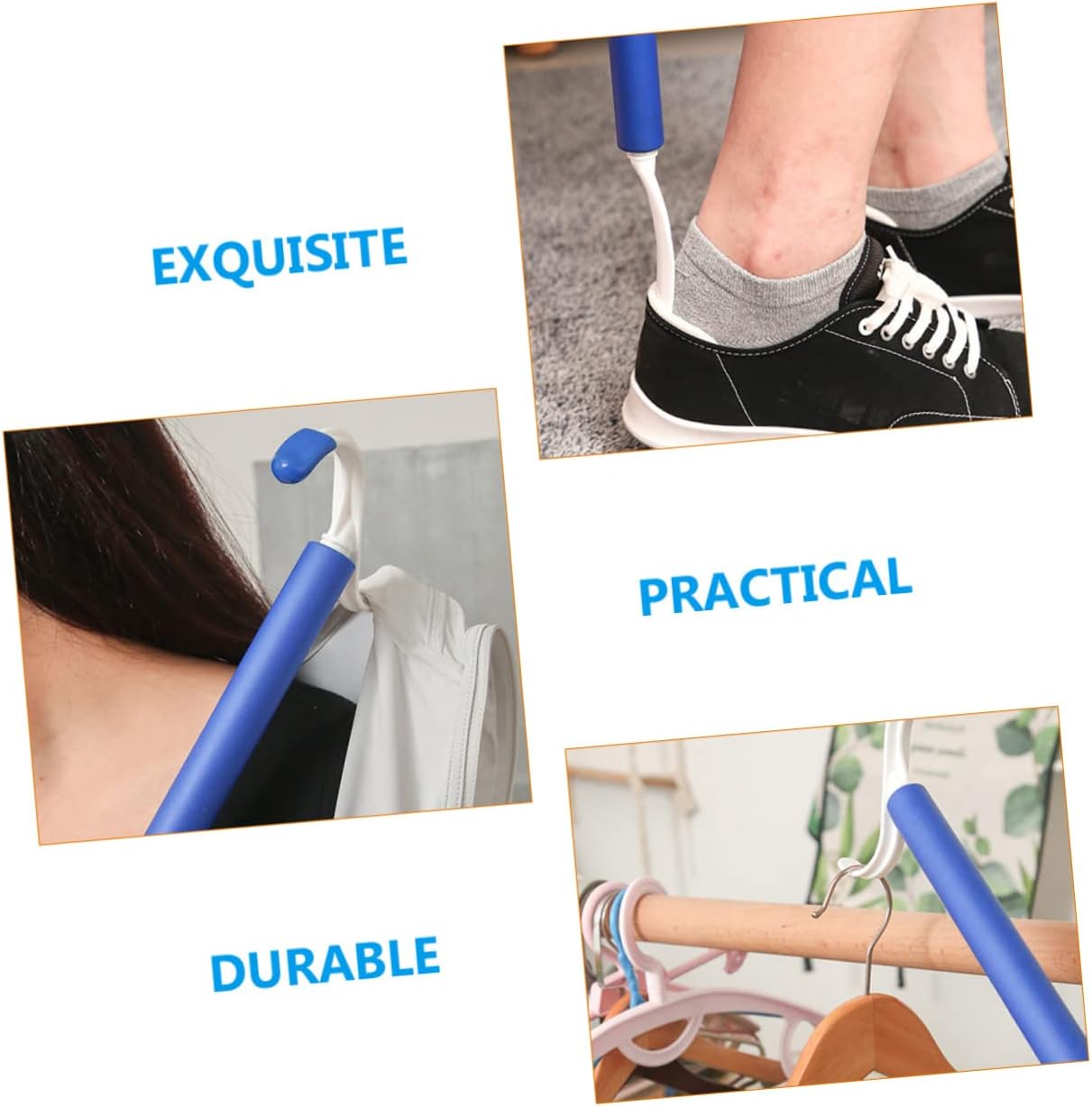 FOMIYES Lightweight Dressing Sticks Shoe Horns Assisted Dressing Aid for Elderly Portable Easy to Use 2 Pieces Set