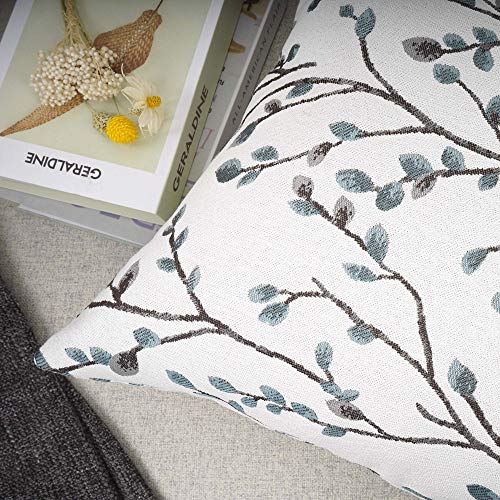 Your Smile LRBZ23051001 Classical Embroidery Jacquard Teal Leaf Pattern Square Decorative Throw Pillow Case Cushion Cover 18X18 Inch thumb #3