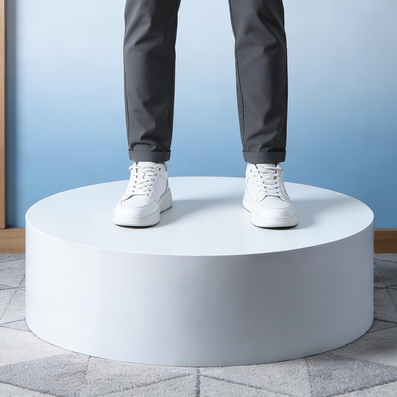 LYDBMYT Event Round Stage Platform - Mannequin Display Pedestal Stand, Durable MDF, 220kg Capacity for Shoes & Bags, White, 60x30cm (24x12in) - Perfect for Showcases