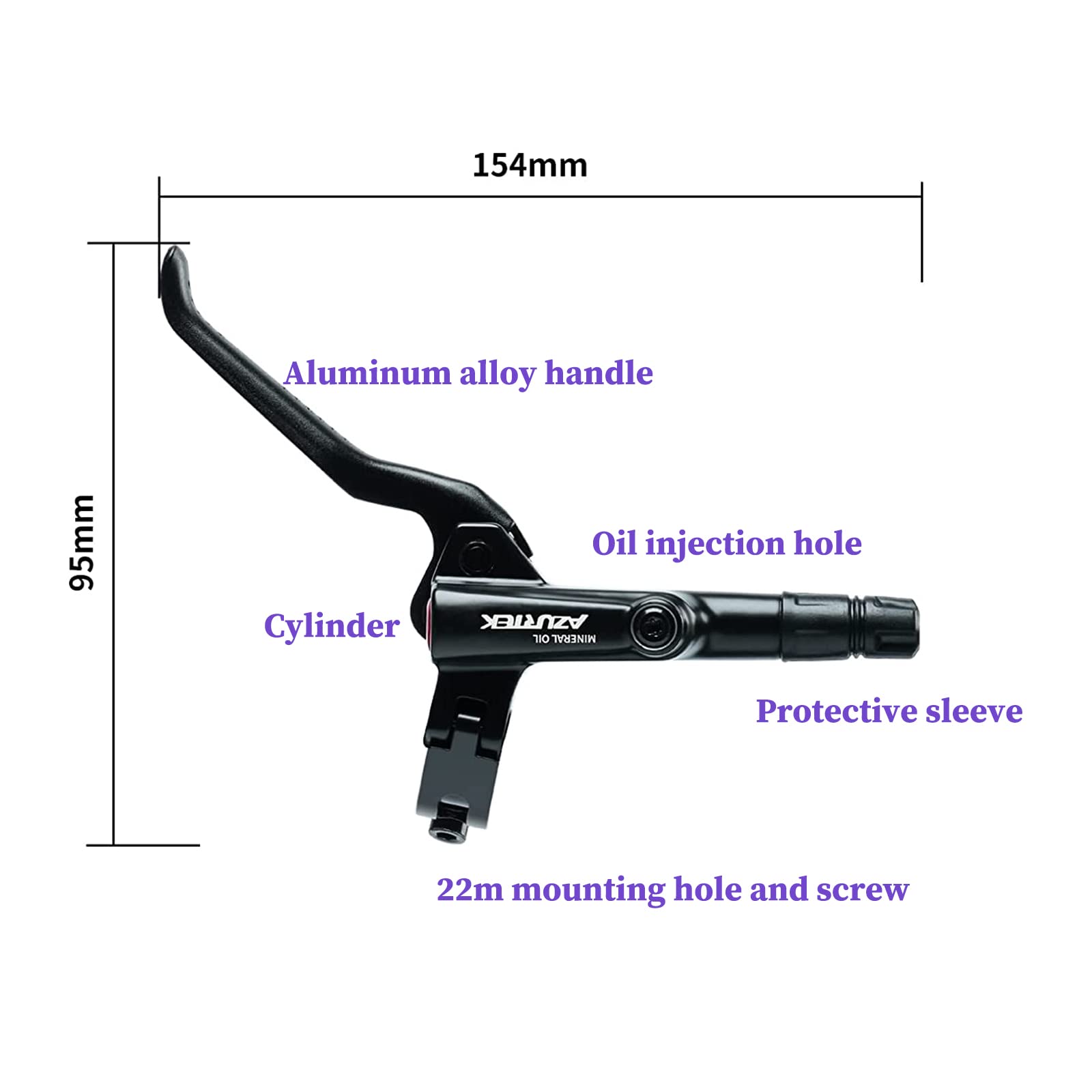 Juego de frenos de disco hidráulicos MTB, bicicleta de montaña freno delantero izquierdo 800mm, palancas de aleación de aluminio con calibres, adaptador PM/IS y rotor de 160mm, compatible con